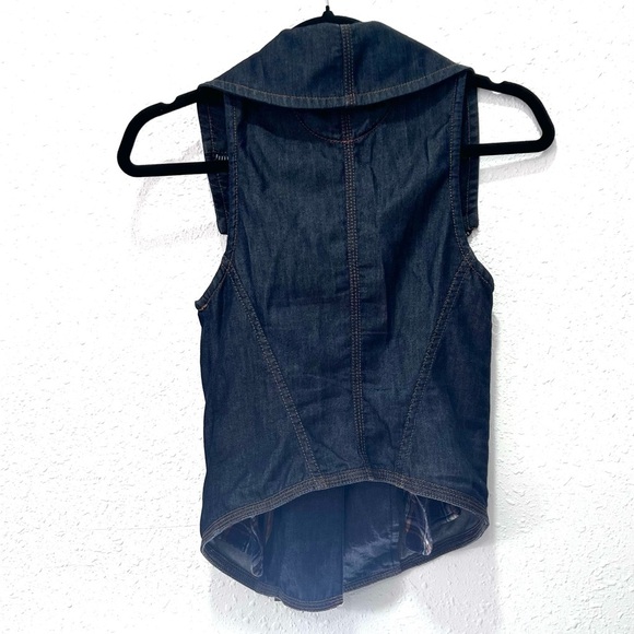 Armani Exchange Blue Denim Vest Asymmetrical Zipper XS - Picture 4 of 5